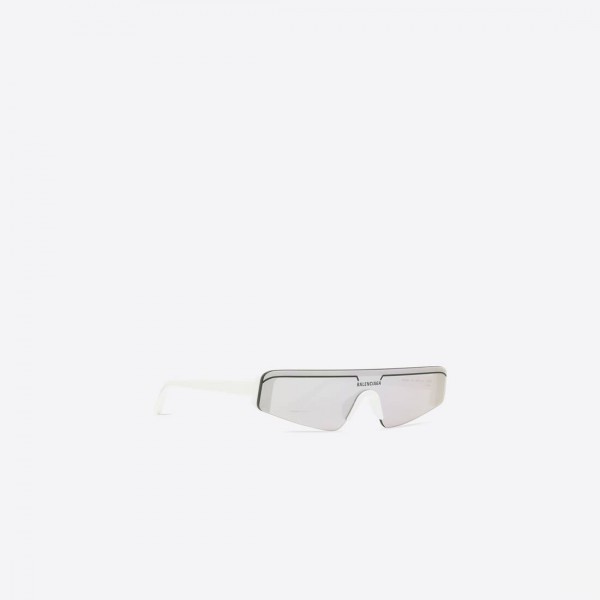 SKI RECTANGLE SUNGLASSES IN WHITE/SILVER